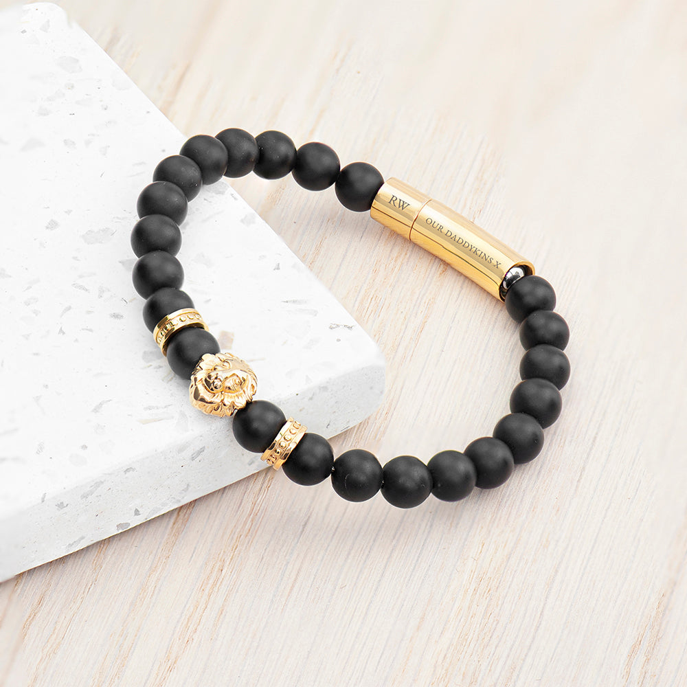 Personalised Mens Golden Lion Bracelet
