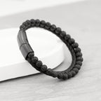 Personalised Mens Woven Duo Black Bracelet