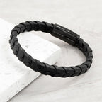 Personalised Men's Leather Chevron Bracelet