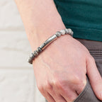Personalised Men's Silver Lion Jasper Stone Bracelet