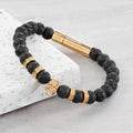 Personalised Men's Golden Skull Beaded Bracelet