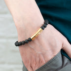 Personalised Men's Golden Skull Beaded Bracelet