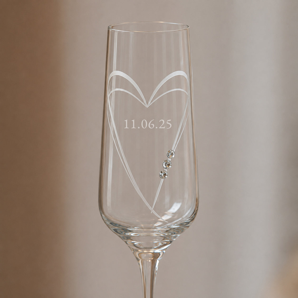 Personalised Hearts Champagne Flute with Swarovski Crystals