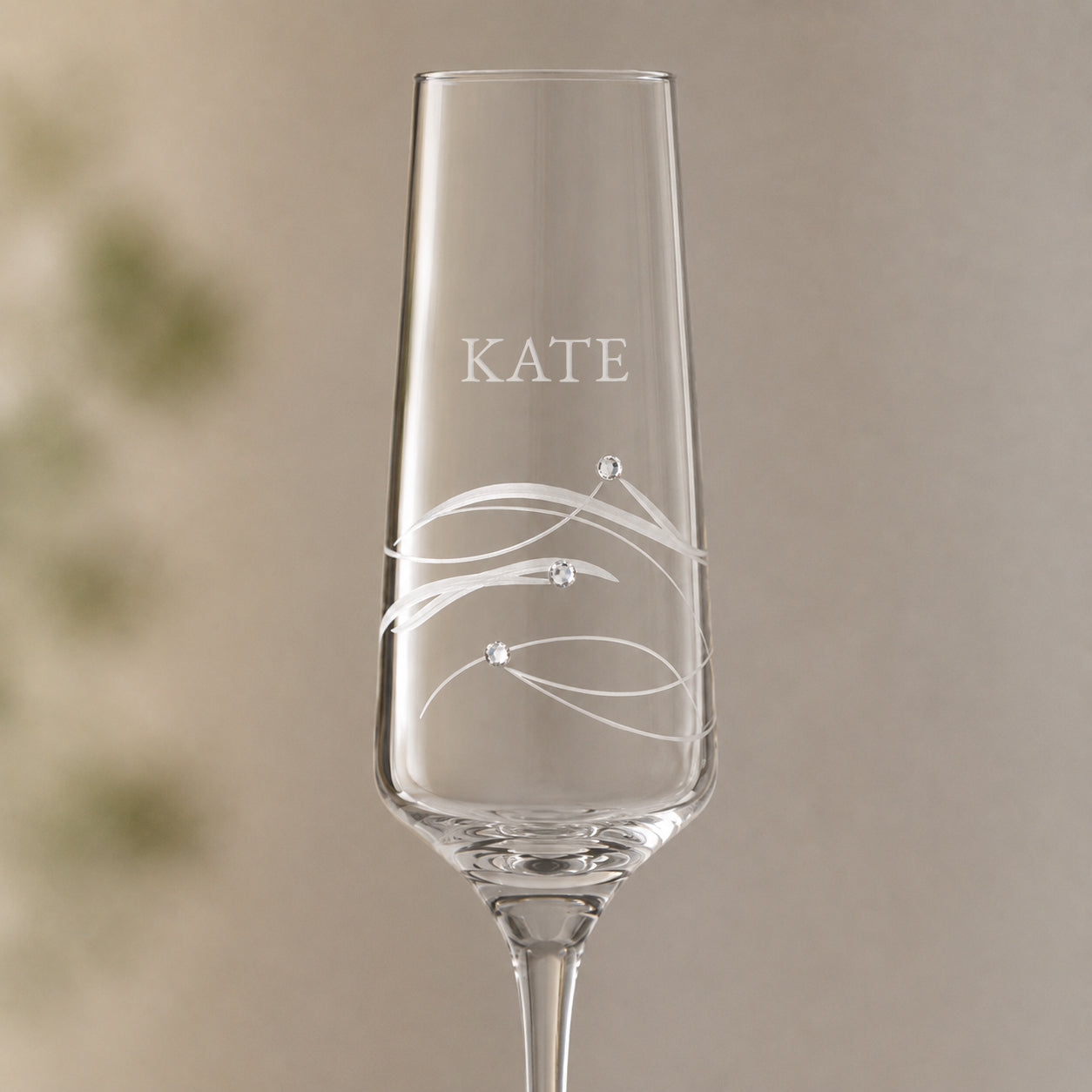 Personalised Spiral Champagne Flute with Swarovski Crystals