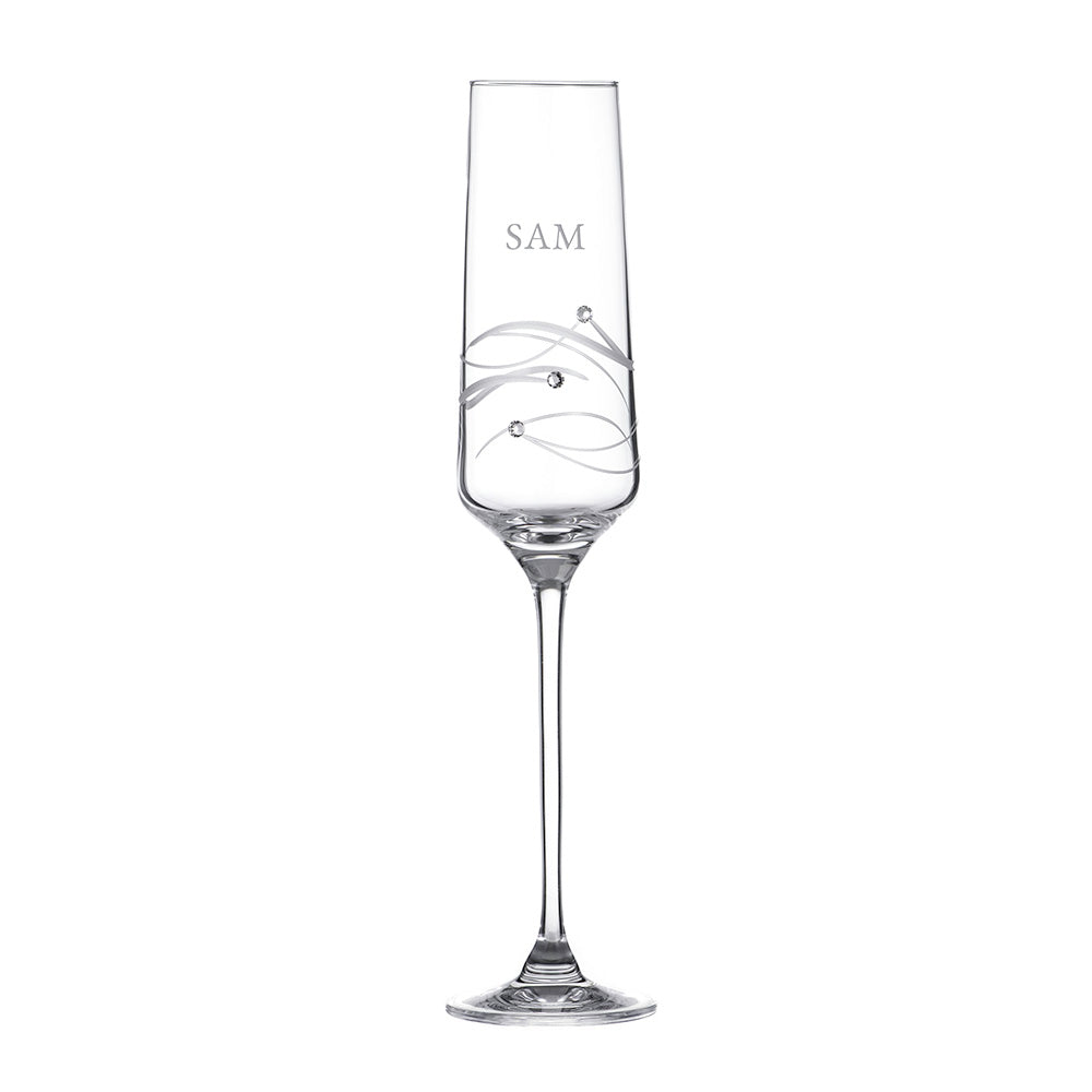 Personalised Spiral Champagne Flute with Swarovski Crystals