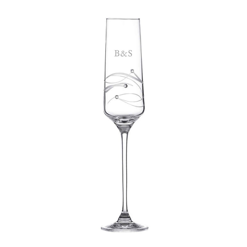 Personalised Spiral Champagne Flute with Swarovski Crystals