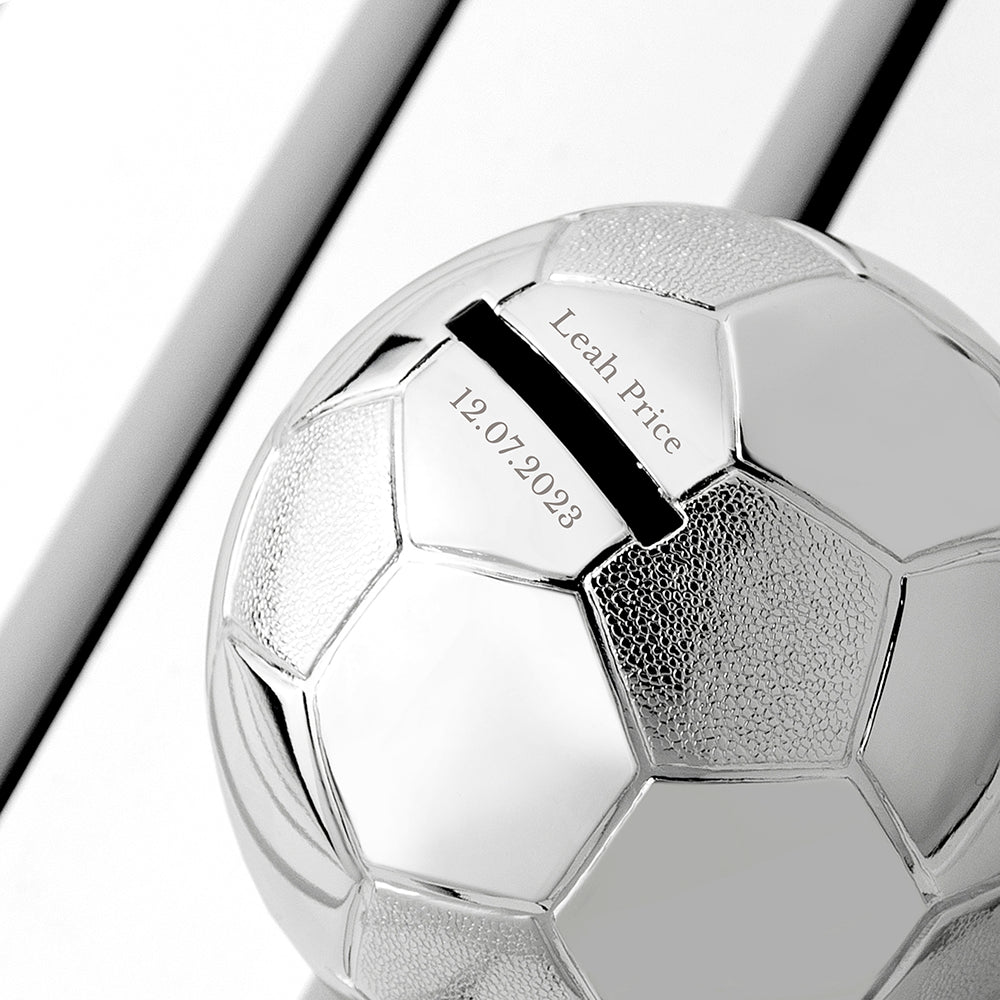 Personalised Silver Plated Football Money Box