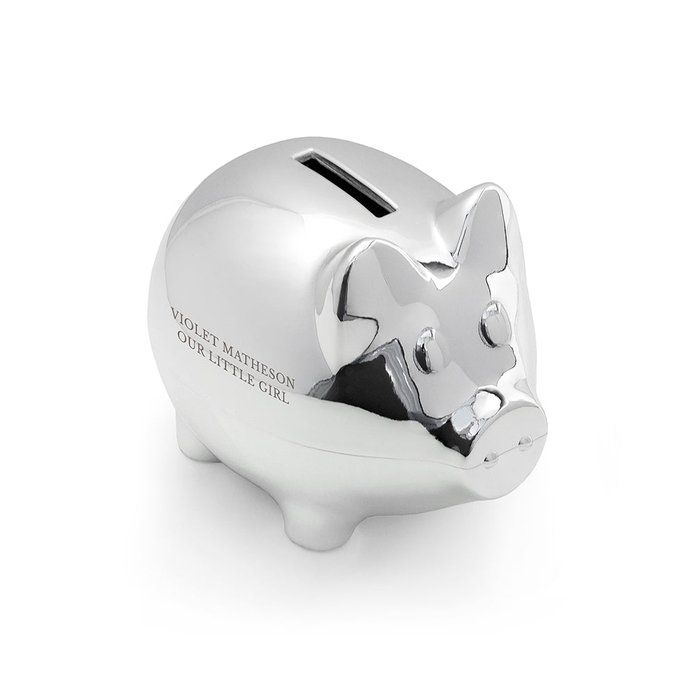 Personalised Silver Plated Piggy Bank