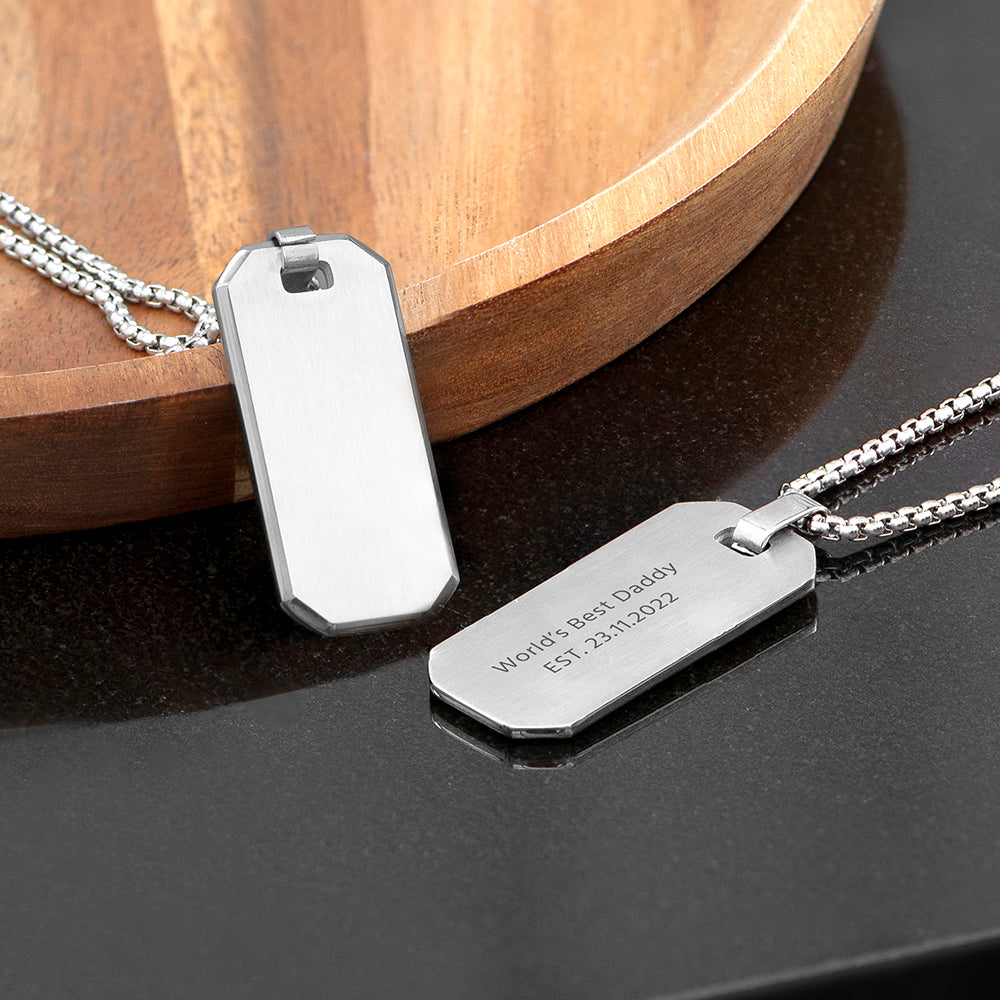 Personalised Silver Men's Dog Tag Necklace