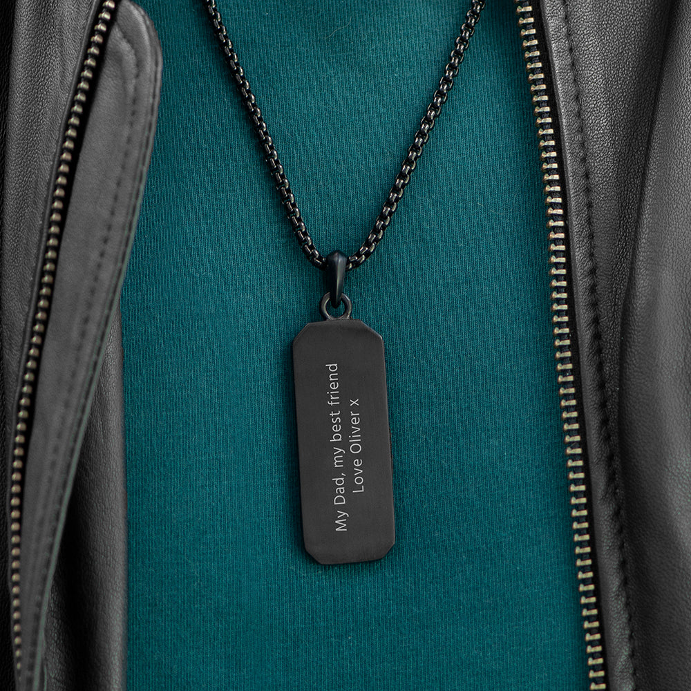 Personalised Men's Black Tyretread Necklace