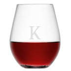 Monogrammed Stemless Red Wine Glass