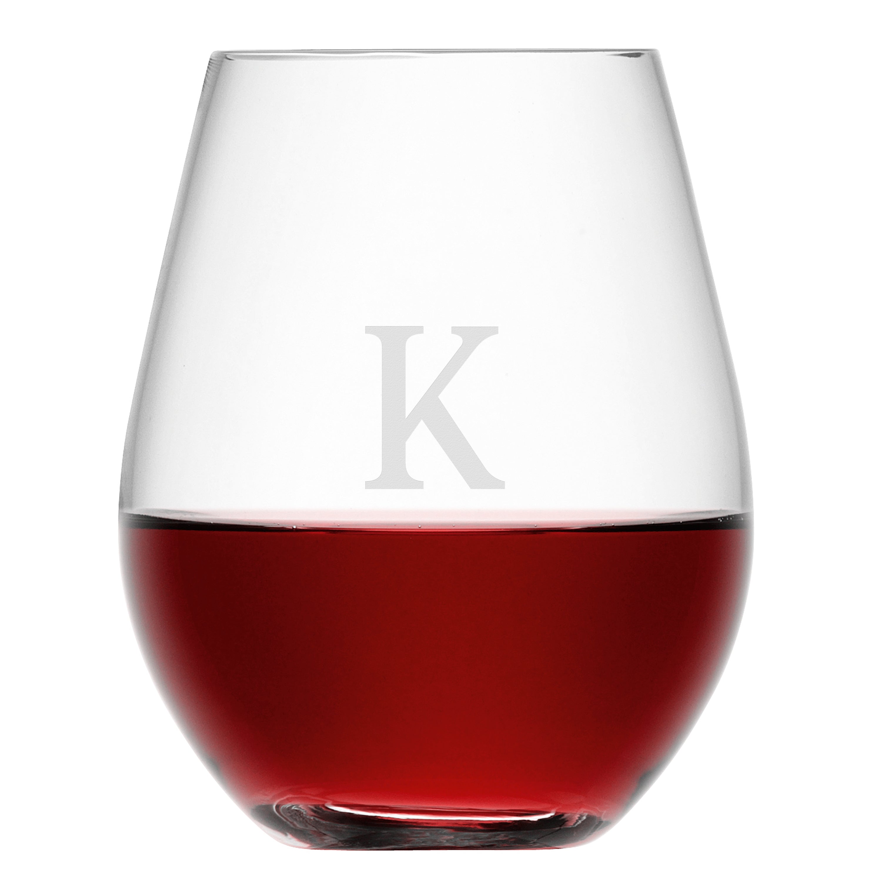 Monogrammed Stemless Red Wine Glass
