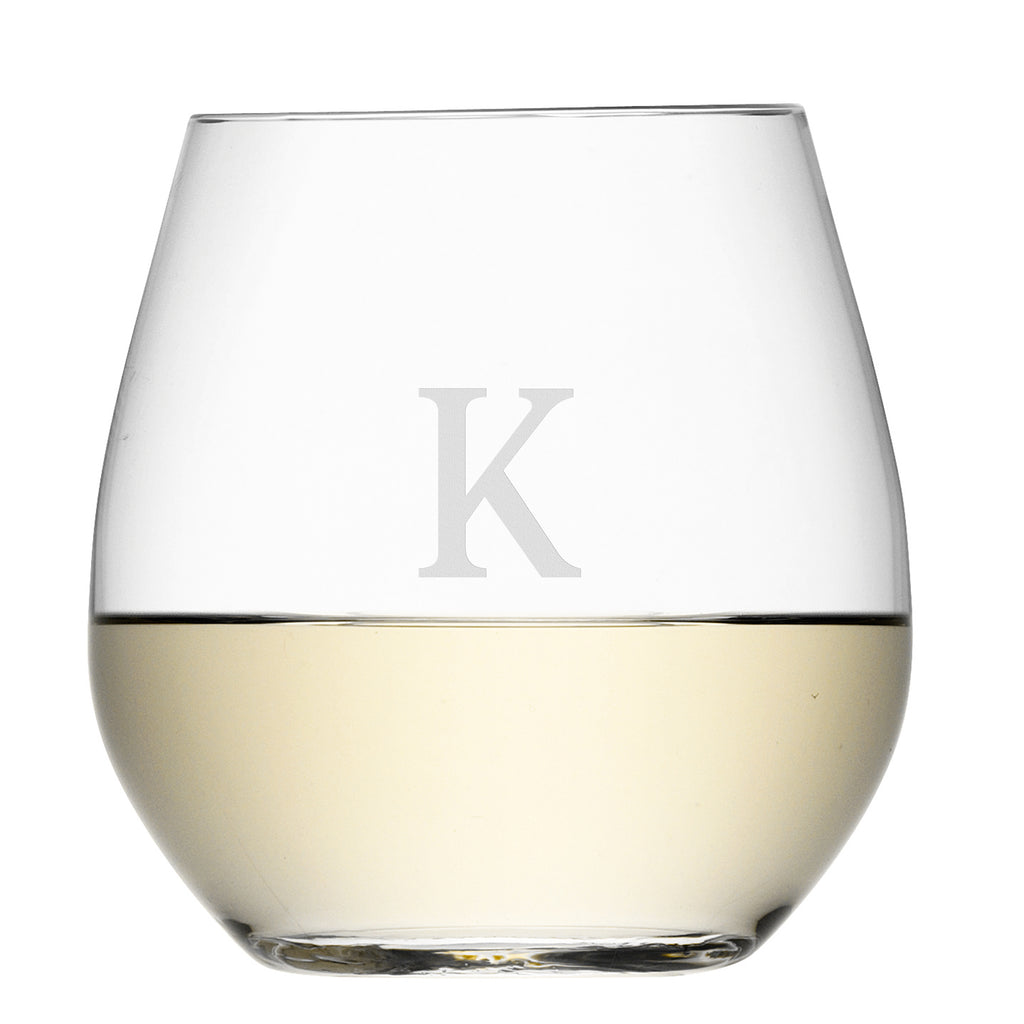 Monogrammed Stemless White Wine Glass