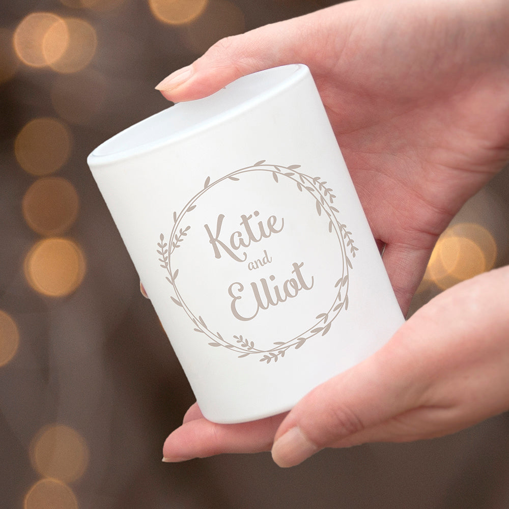 Personalised Couples Wreath Candle Holder