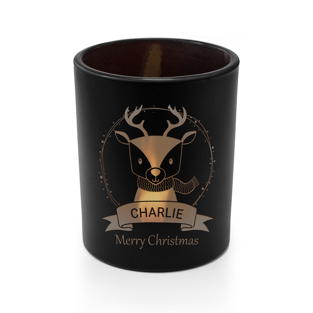 Personalised Cute Reindeer Candle Holder
