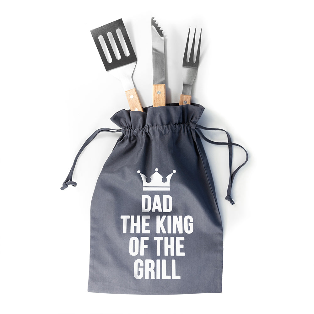 Personalised Dad is King Of The Grill BBQ Tools Set