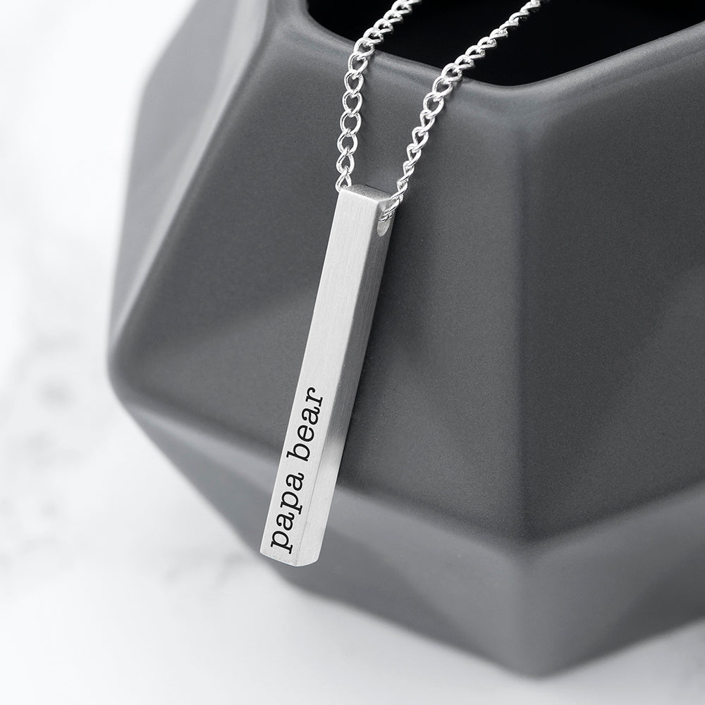 Personalised Father's Day Men's Silver Solid Bar Necklace