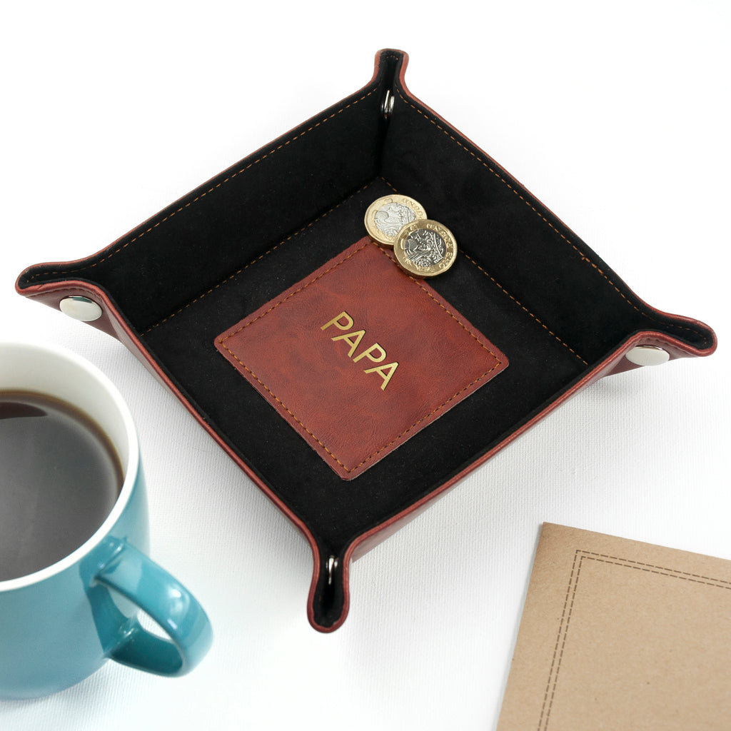 Personalised Dad's Luxury Brown Valet Tray