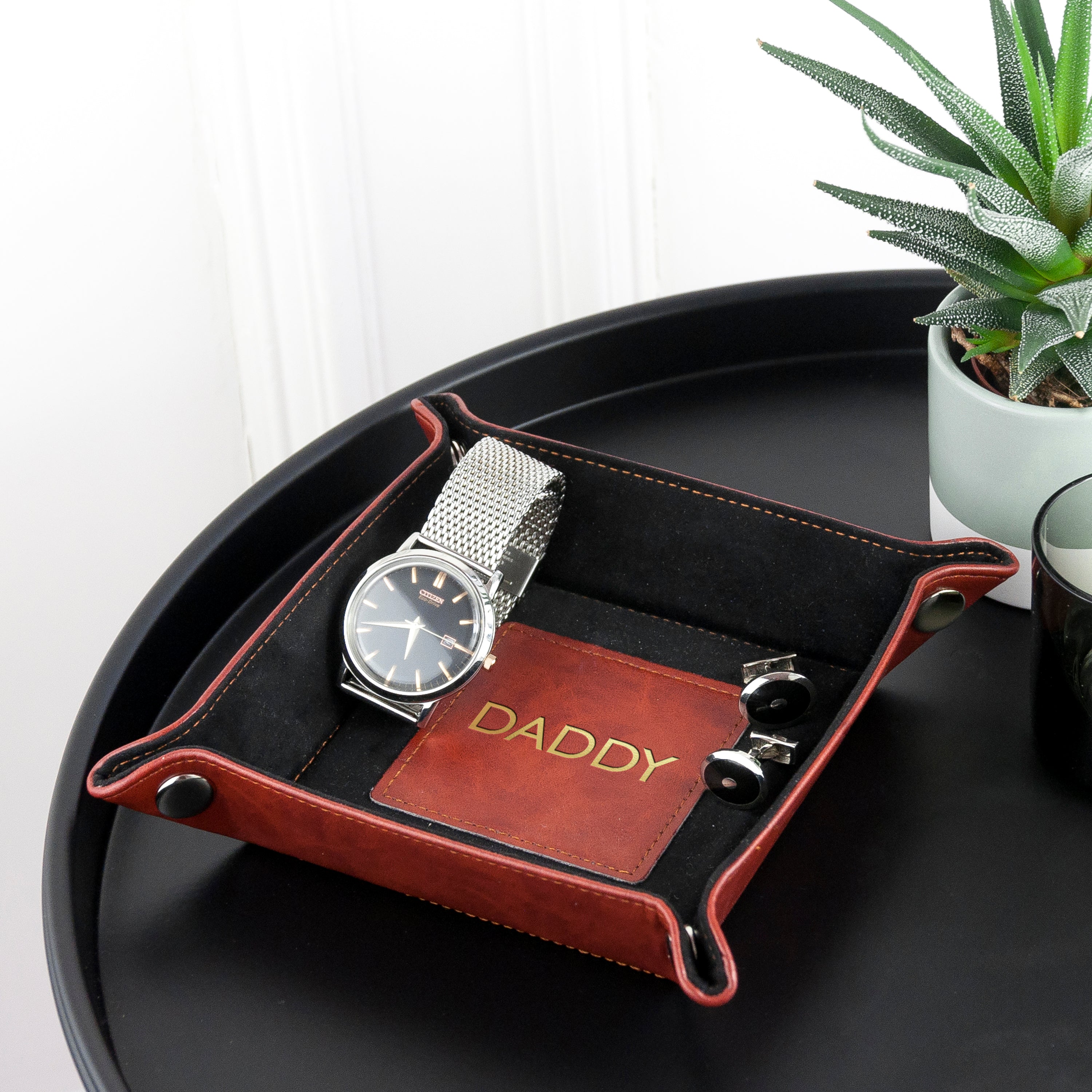 Personalised Dad's Luxury Brown Valet Tray