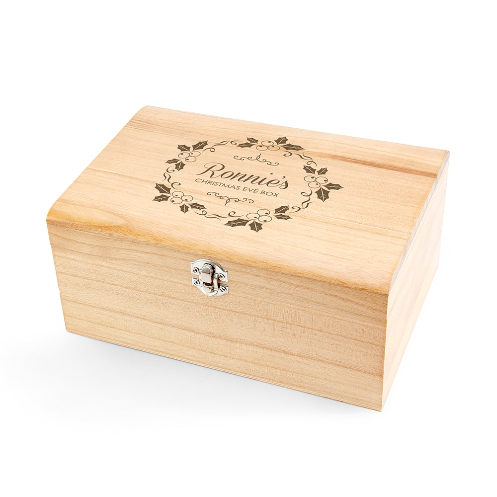 Personalised Christmas Eve Chest With Mistletoe Wreath