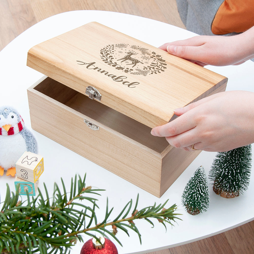 Personalised Christmas Woodland Keepsake Chest