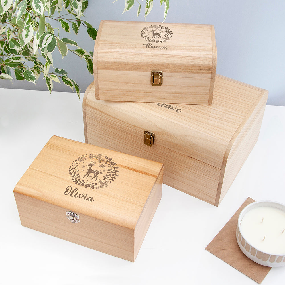 Personalised Christmas Woodland Keepsake Chest
