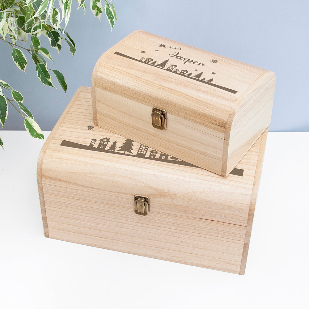 Personalised Christmas Scene Keepsake Chest