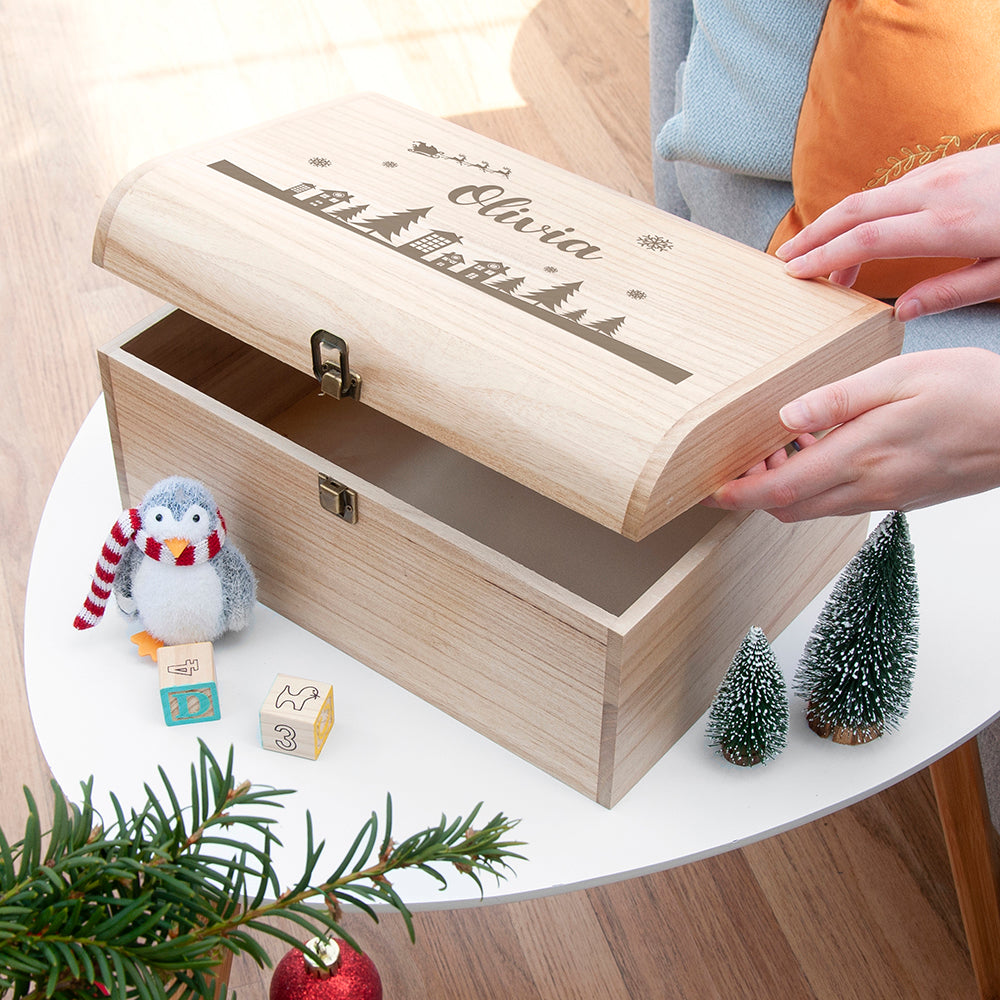 Personalised Christmas Scene Keepsake Chest