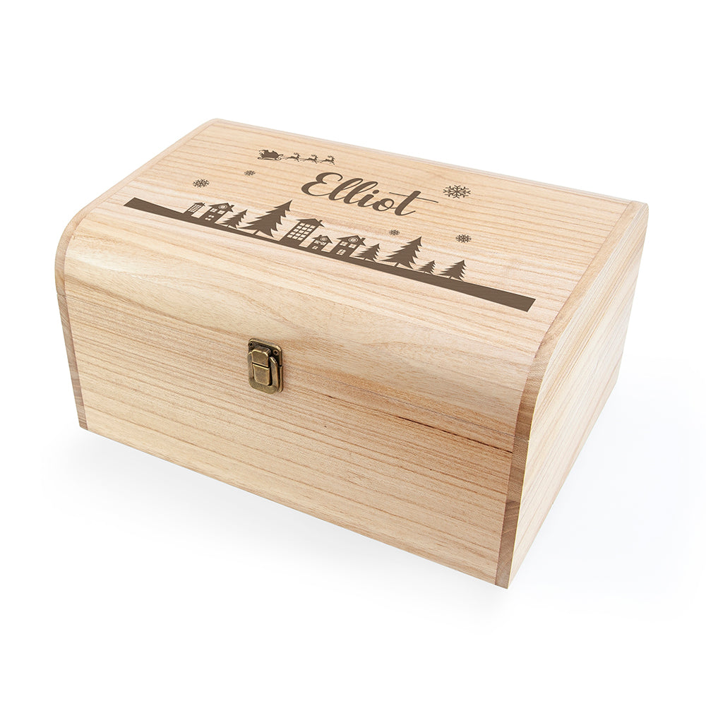 Personalised Christmas Scene Keepsake Chest