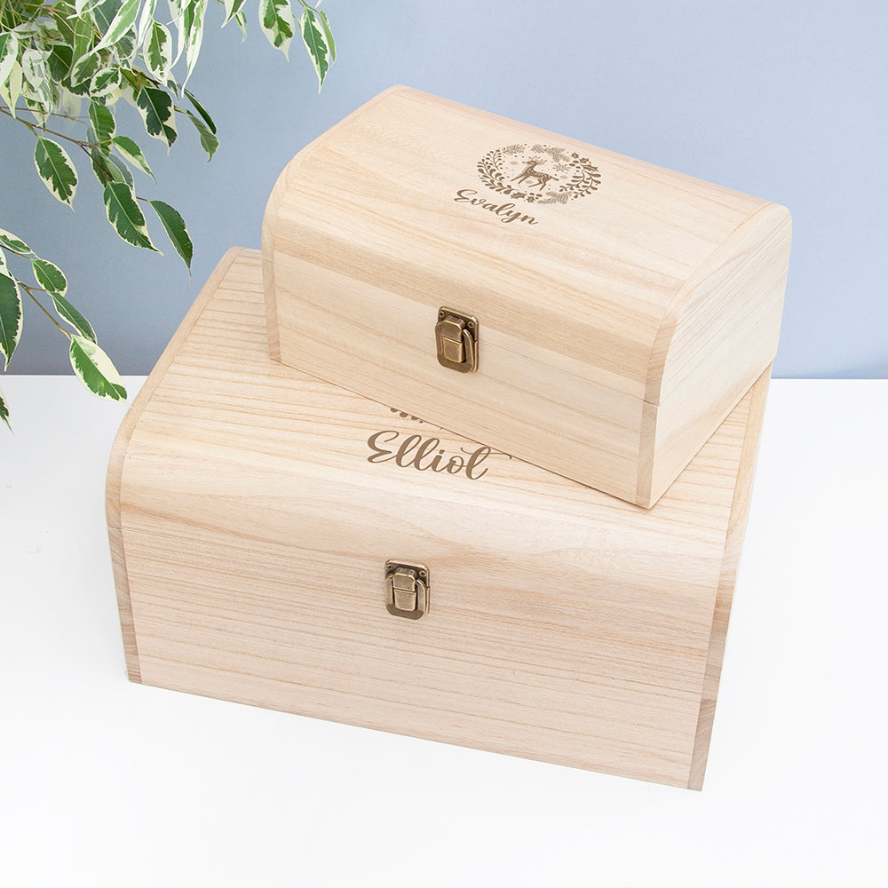 Personalised Christmas Woodland Keepsake Chest