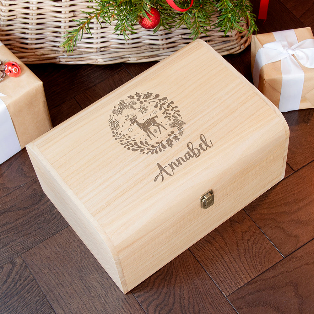 Personalised Christmas Woodland Keepsake Chest