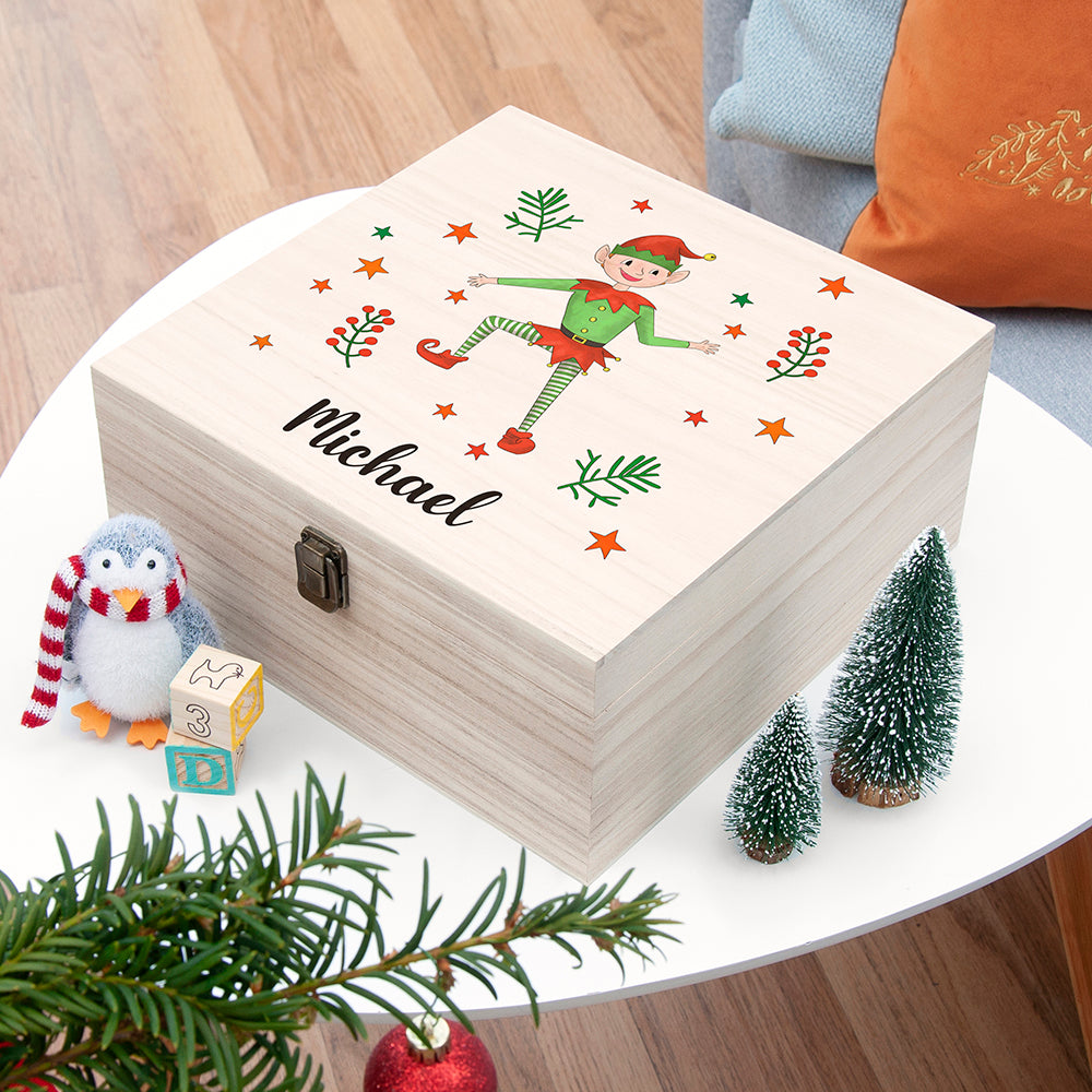 Personalised Boy Elf Christmas Eve Box