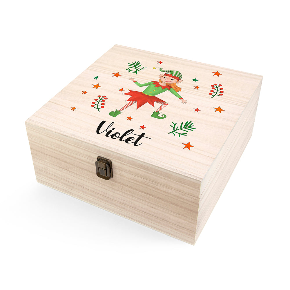 Personalised Girl Elf Christmas Eve Box