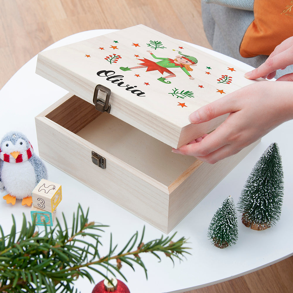 Personalised Girl Elf Christmas Eve Box