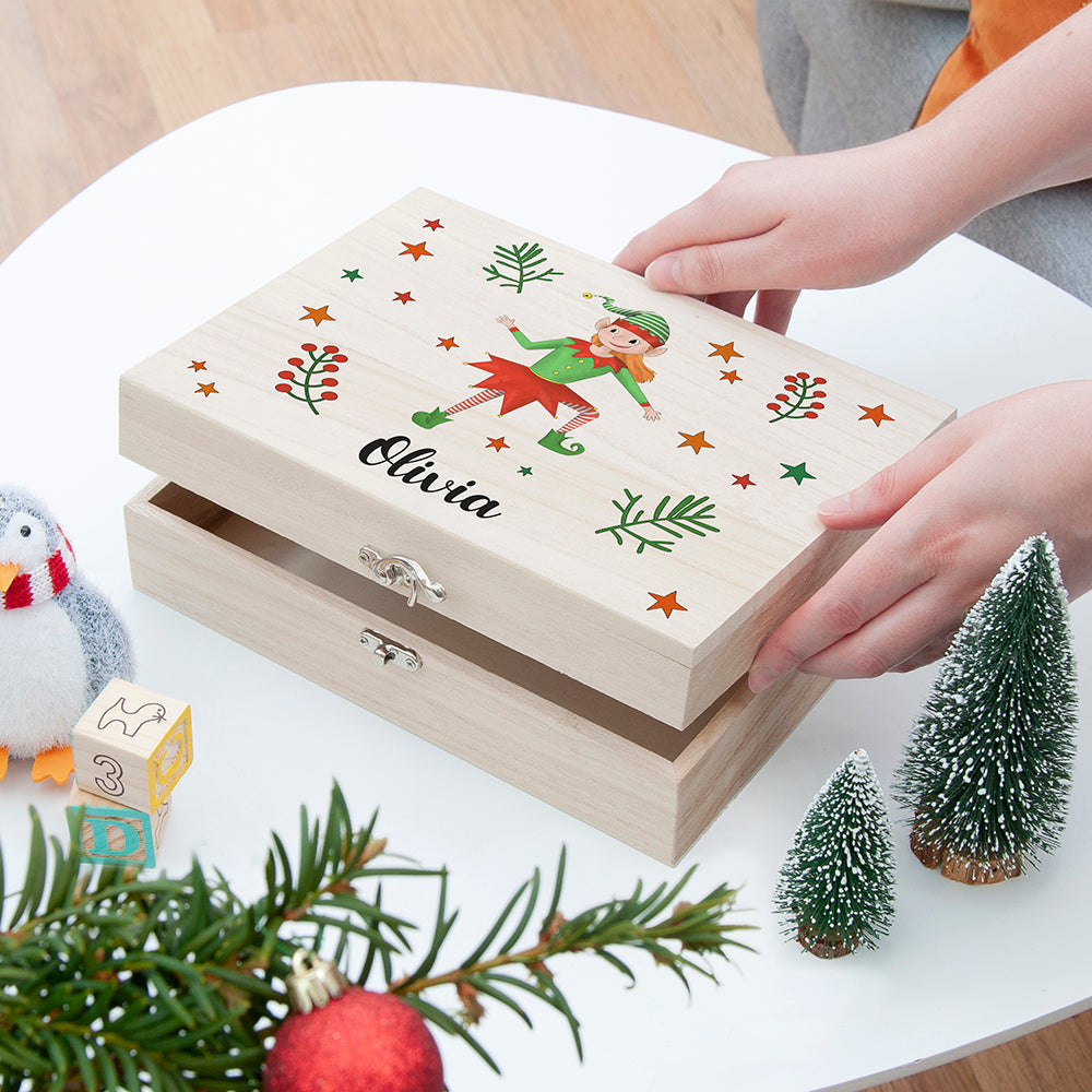 Personalised Girl Elf Christmas Eve Box