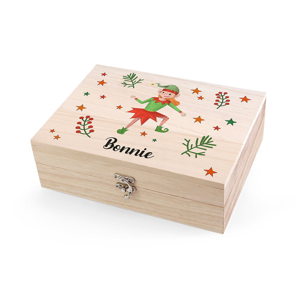 Personalised Girl Elf Christmas Eve Box