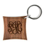 Monogrammed Initials Walnut Wood Keyring