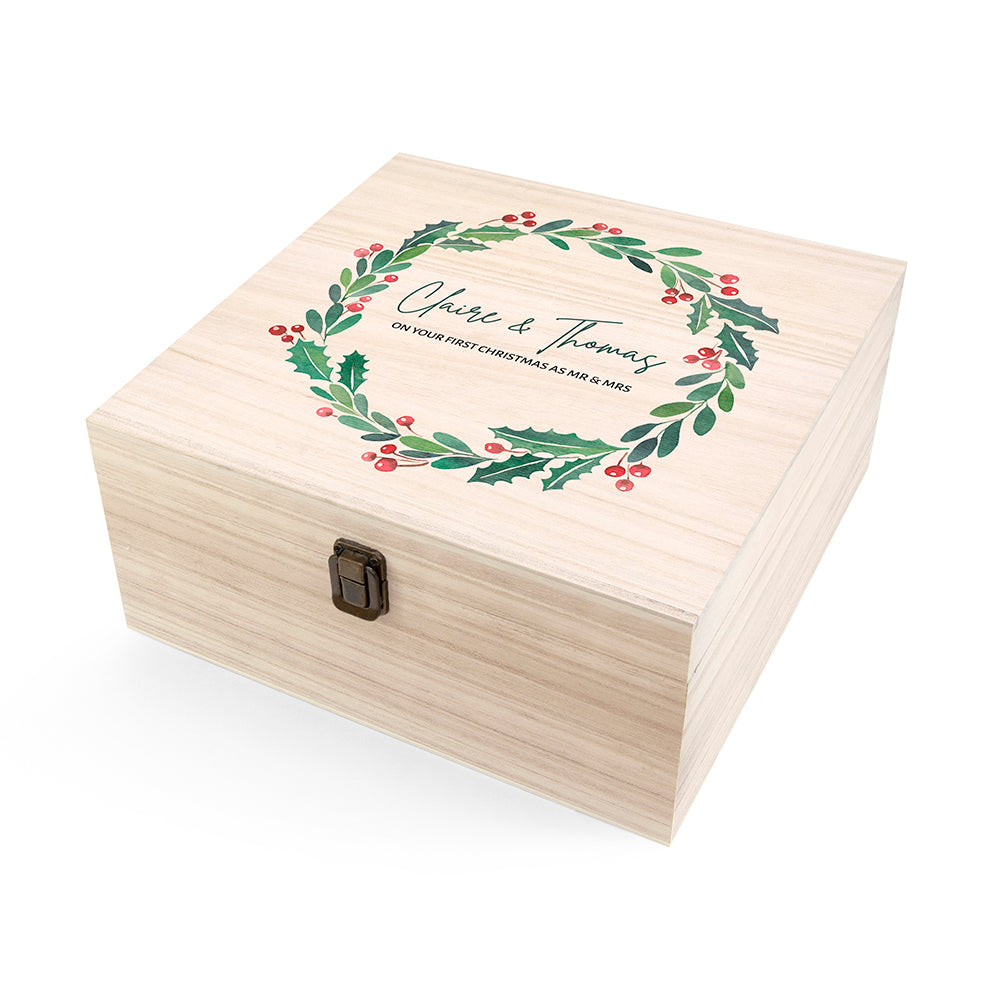 Personalised Couple's Wreath Christmas Eve Box