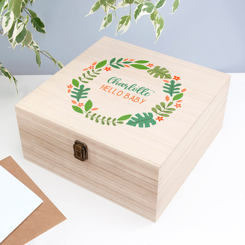 Personalised Hello Baby Wreath Keepsake Box