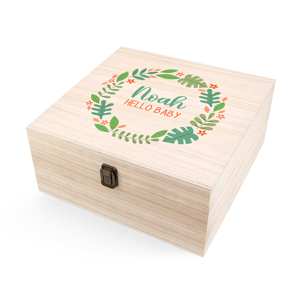 Personalised Hello Baby Wreath Keepsake Box