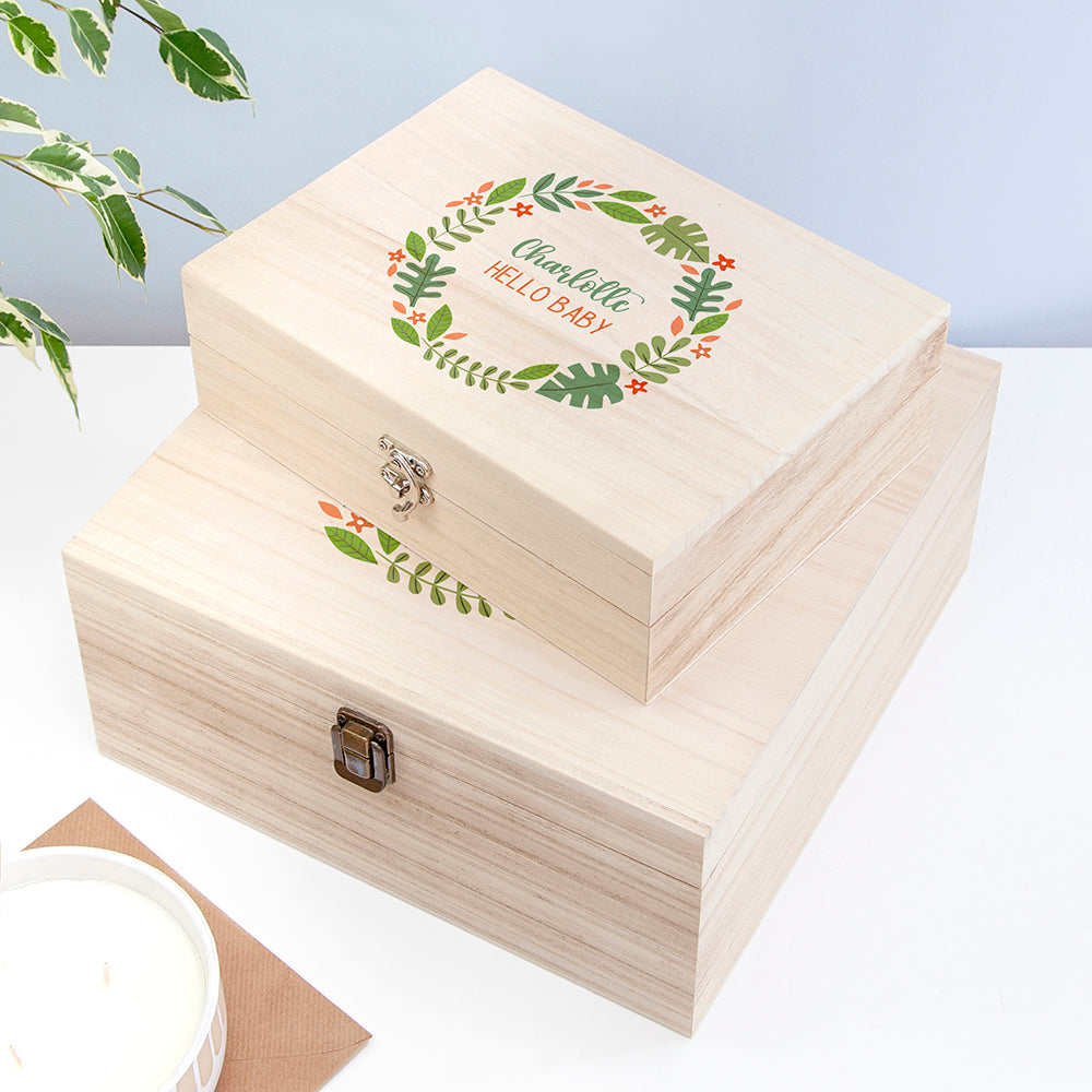 Personalised Hello Baby Wreath Keepsake Box