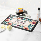 Personalised Floral Gin Bar Mat