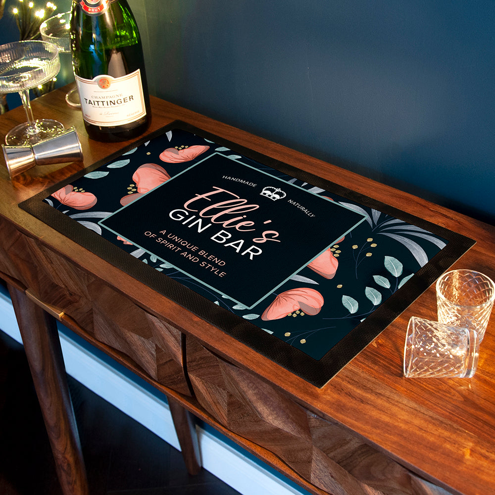 Personalised Blooming Gin Bar Mat