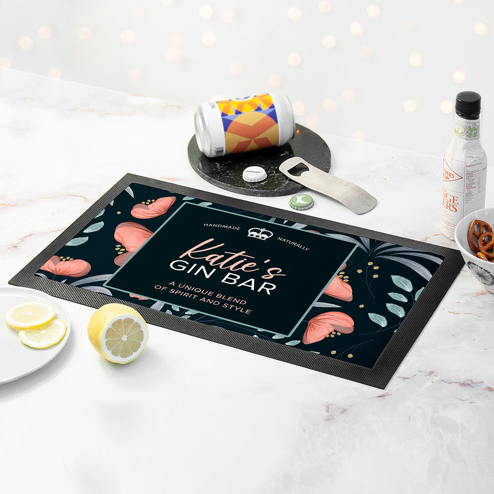Personalised Blooming Gin Bar Mat