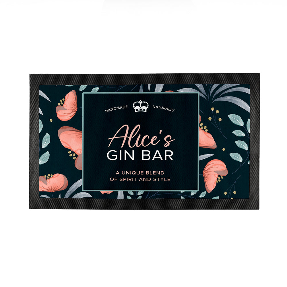 Personalised Blooming Gin Bar Mat