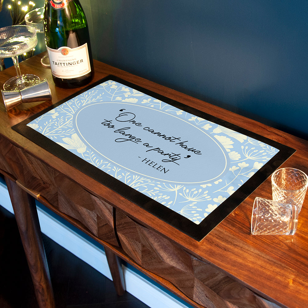 Personalised Classic Floral Quote Bar Mat