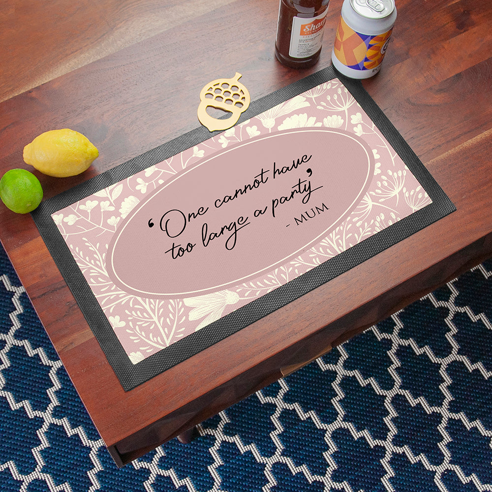 Personalised Classic Floral Quote Bar Mat