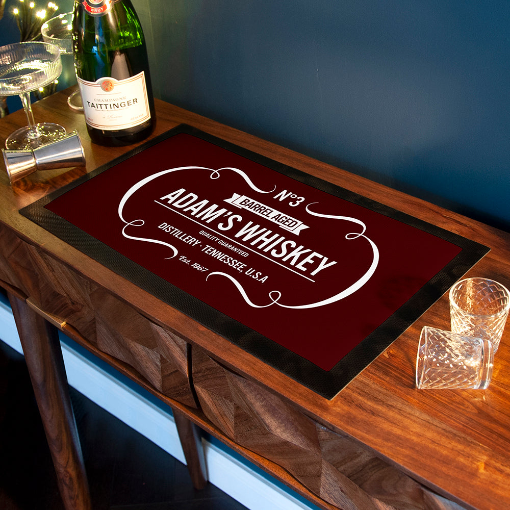 Personalised Vintage Whiskey Bar Mat