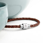 Personalised Men's Celtic Trinity Woven Leather Bracelet
