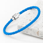 Personalised Men's Travel Compass Woven Leather Bracelet